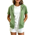 thumbnail image 2 of Mifsaly Girls Short Sleeve Hoodie Zip Up Lightweight Hooded Sweatshirt with Pockets Cozy Comfortable Back to School Casual Everyday Playwear, 2 of 5