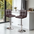 thumbnail image 3 of Topeakmart 2pcs Adjustable PU Leather Counter Bar Stools with Backrest Brown, 3 of 8