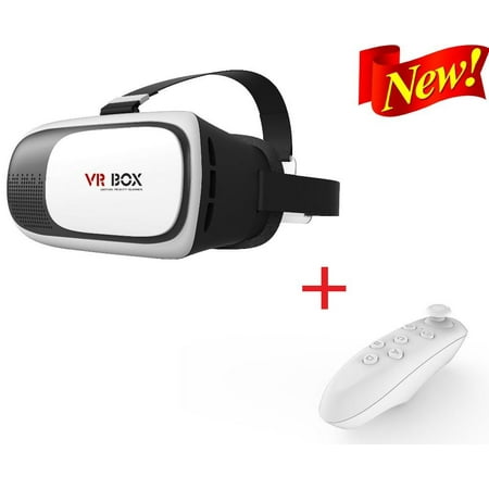 Virtual Reality Glasses Headset, with Head-strap for 3.5-6inch Screen Android and Apple Smartphone, Suitable for Google, iPhone, Samsung Note, LG, MOTO Screen Smartphone Bundle with Remote