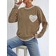 thumbnail image 5 of Suéter de Punto con Cuello Redondo, Larga, Holgado y Liso para Mujer, Estilo Moderno Caqui XL, 5 of 9