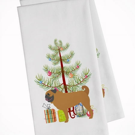 Pug Merry Christmas Tree White Kitchen Towel Set of 2
