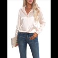thumbnail image 2 of Blusas de Satén para Mujer, Informales, de Larga, con Botones, Elegantes, para Trabajo y Negocios Champán XL, 2 of 10