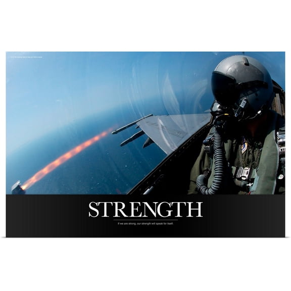 Great BIG Canvas | "Military Poster: An F-16 Fighting Falcon fires an AIM-9 missile" Art Print - 48x32