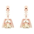 thumbnail image 4 of 2 Ct Round Cut Drop Dangle Natural Morganite 18K Rose Solid Solid Gold Everyday Dainty Earrings Lever Back, 4 of 7