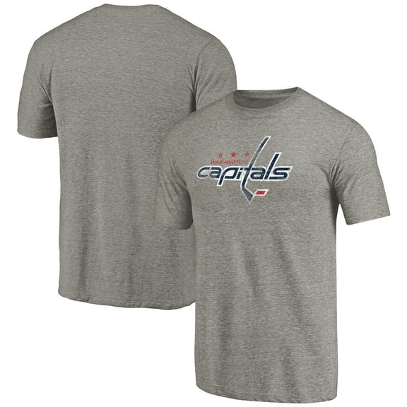 Men's Ash Washington Capitals Distressed Team Logo Tri-Blend T-Shirt