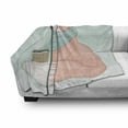 thumbnail image 3 of Animal Soft Flannel Fleece Throw Blanket, Hipster Fox Glasses and Scarf Drinking Coffee Hippie Illustration, Cozy Plush for Indoor and Outdoor Use, 70" x 90", Coral Mint Green, by Ambesonne, 3 of 6