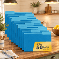 Blue 50 Pack File Folders, 1/3-cut Tabs, Fits 8.5x11 Letter Size Paper ...