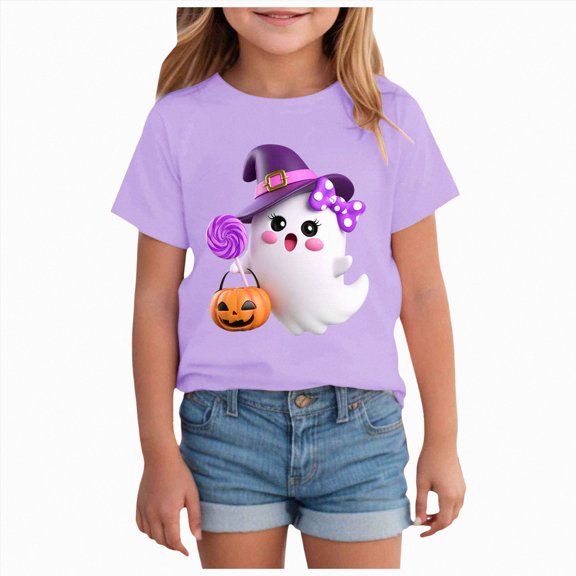 CAUYDY Halloween Shirts for Kids Girl Boy Funny Graphic Shirt Top Spooky Season Tops Fall Tee,11-12 Y