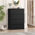 thumbnail image 1 of Homfa Commode à 4 Tiroirs pour Chambre, Armoire de Rangement Moderne Commode Table de Nuit en Bois pour Salon, Noir, 1 of 7