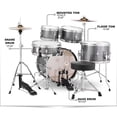 thumbnail image 2 of Pearl Roadshow Junior 5-Piece Drumset w/ 16" Bass Drum, Hardware & Cymbals - Grindstone Sparkle, 2 of 3