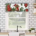thumbnail image 4 of Christmas Winter Valances for Windows Cardinal Flowers Bird Poinsettia Log Cabin Rod Pocket Curtain Valance Window Treatment Short Curtains for Kitchen Living Room, 60"x18", 4 of 5
