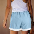 thumbnail image 4 of Only Moment Women's Casual Elastic Waist Lounge Shorts Amboo Hemp Casual Baggy Trendy Hot Pants Elastic Waist Drawstring Comfy Shorts Shorts Sky Blue,XL, 4 of 8