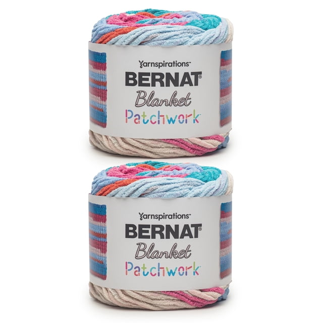 Manta con estampado de patchwork de Yarn Bernat, 2 unidades, 600 g, poliéster