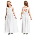 thumbnail image 2 of renvena Girls' Kids Chiffon Sleeveless Beaded Wedding Junior Bridesmaid Dance Prom Party Dress White 8, 2 of 7