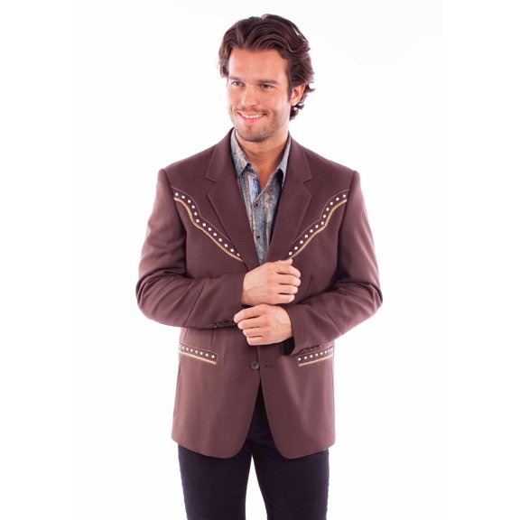 Scully Leather Diamond Yoke Mens Blazer Brown