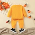 thumbnail image 6 of Jkety Baby Boy Halloween Outfit Toddler Baby Boy Fall Winter Clothes Funny Letter Long Sleeve Sweatshirt and Pants Set 2 Piece Sweatsuit Outfit Orange,6-12 Months, 6 of 8