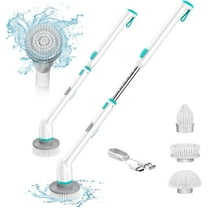 300/350RPM Electric Spin Scrubber, IPX7 Fully Waterproof Cordless Shower Scrubber, 18.5-49.2" Adjustable Arm, up to 90Min, Double Modes of Short & Long Handle, 3 Brushes Heads, Cleaning Brush for Bat