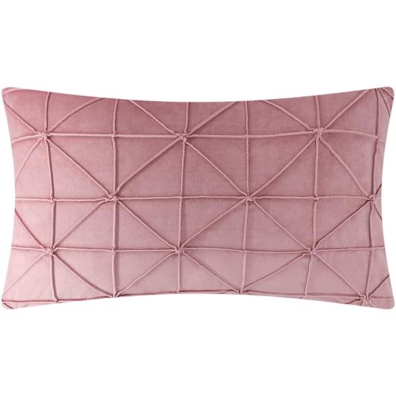 JWH Handmade Decorative Soft and Smooth Velvet Pillow Covers for Simple Decor 14 x 24inch Rose Pink