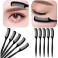 thumbnail image 4 of Peine de pestañas de plástico, cepillo portátil para cejas, separador de pestañas para extensión de pestañas, maquillaje de injerto (10 unidades, negro), 4 of 5