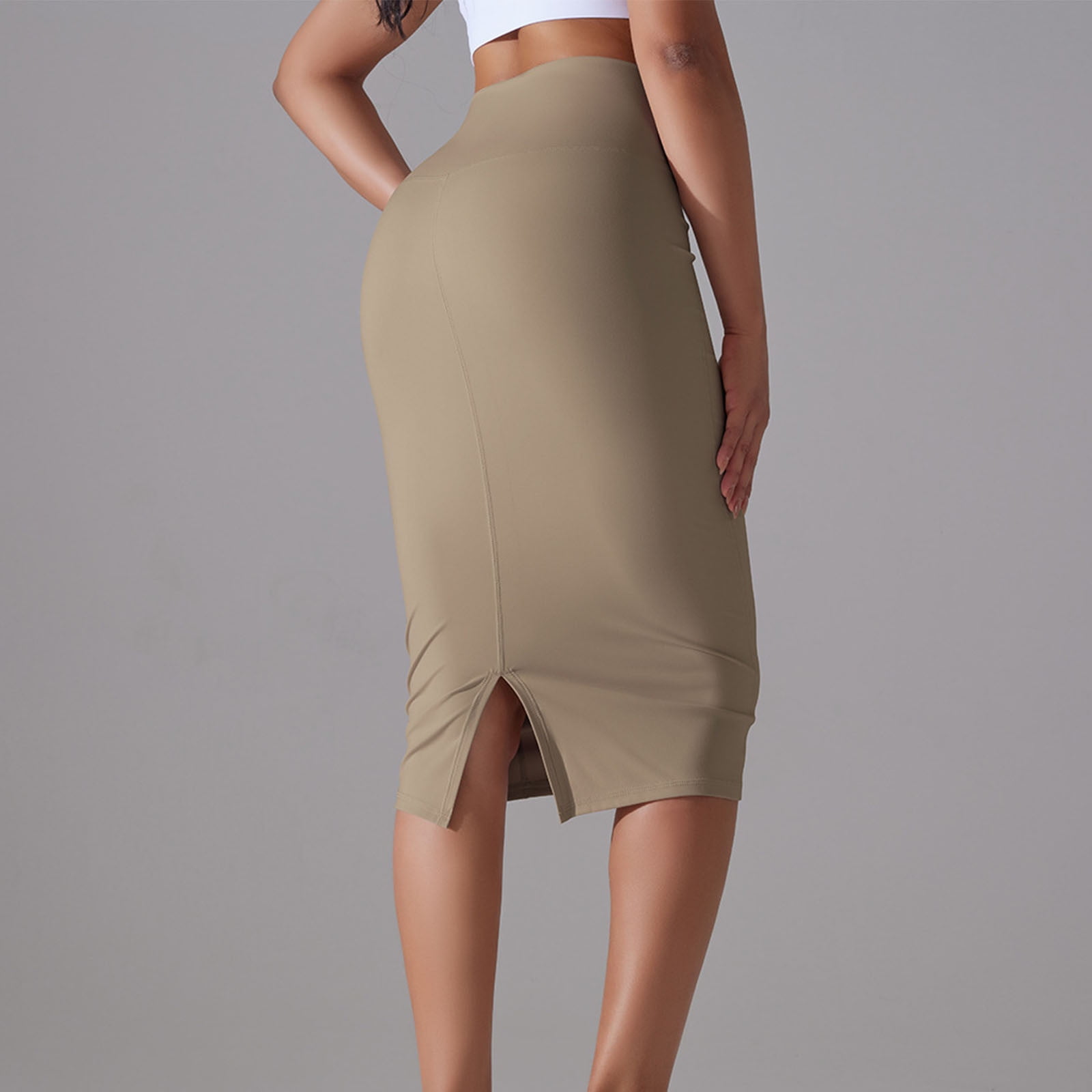 スカート Multicolor Pencil Skirt Womens Solid Pencil Skirt Sports Casual High Waisted