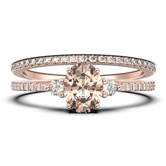 Minimalist 2.00 Carat Oval Cut Simplistic Morganite And Diamond Moissanite Engagement Ring, Classic Wedding Ring in 10k Solid Rose Gold, Gift For Her, Promise Ring, Anniversary Ring