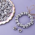 thumbnail image 4 of 100pcs 20mm Black White Plaid Wood Beads Farmhouse Wood Beads Wood Round Beads for DIY Jewelry Craft Wall Garland Decoration, Hole: 10mm, 4 of 7