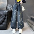 thumbnail image 6 of Jean for Girls Star Jeans Straight Leg Jeans Wide Leg Jeans Girls High Waist Girls Baggy Pants with Pockets 6-7 Years Girl Clothes, 6 of 8