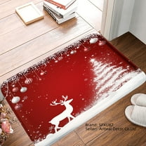SPXUBZ Christmas Reindeer and Snowflake Non-slip Flannel Floor Mat for Bathroom Kitchen Bedroom Decor 16x24 inch