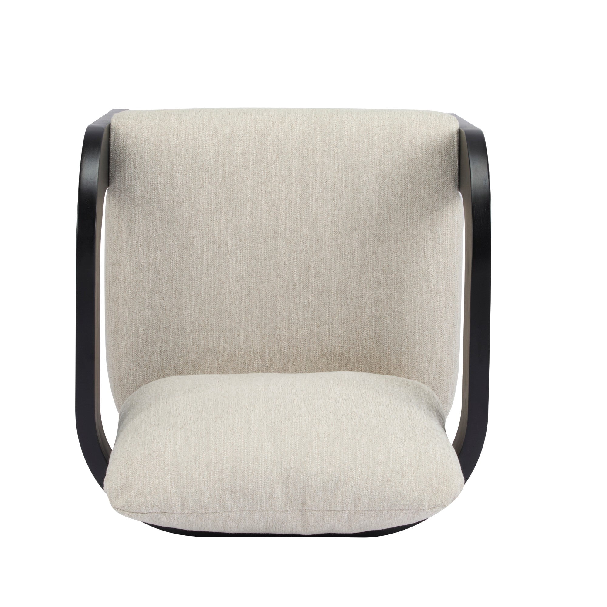 Sailvan Set of 2 Dining Chairs,Boucle Fabric Upholstered Kitchen Chairs with Pillow Back,Natural Solid Wood Frame with Curved Arms Beige&Black
