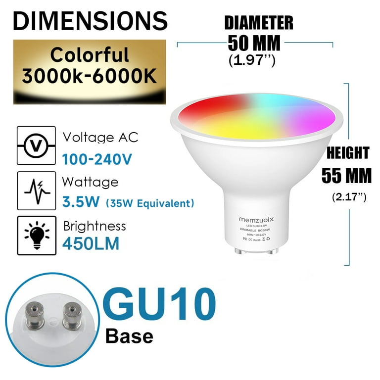 tobben openbaring gebroken Smart Light Bulbs, Smart LED Lights for Valentine's Day Parties  Decoration,Tunable White, App and Voice Control, Google Home Compatible,  GU10 Base, 3.5W,Dimmable (3 Pack) - Walmart.com