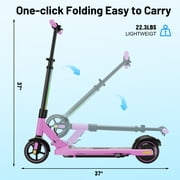 HOVERMAX Electric Scooter for Kids Ages 6-12, 150W Motor Max Speed 9.3 MPH, 5 Miles Range, Colorful LED Lights, Foldable kids electric scooter