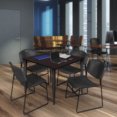 thumbnail image 2 of Regency Kahlo 42 in. Square Breakroom Table- Mocha Walnut Top, Black Base & 4 Zeng Stack Chairs- Black, 2 of 8