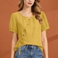 thumbnail image 2 of Sexlip Women's Blouse Short Sleeve Loose Fit Trendy Design Versatile Styling Breathable Wear Fashion Forward Modern Style Yellow XXL, 2 of 6