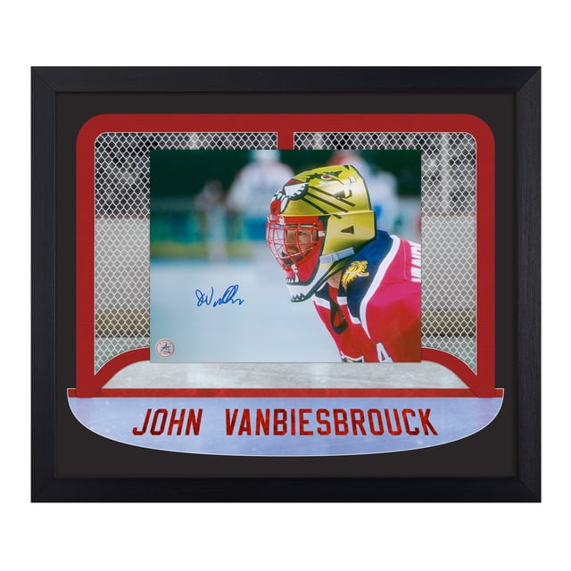 John Vanbiesbrouck Signed Florida Goalie Mask Between The Pipes 23x27 Frame