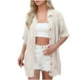 thumbnail image 1 of Manga Corta Cardigan Botón de Solapa Suelto de Punto Suéter Superior, Casual Cardigan de Manga Corta para las Mujeres Capa de Moda, 1 of 6