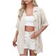 thumbnail image 1 of Manga Corta Cardigan Botón de Solapa Suelto de Punto Suéter Superior, Casual Cardigan de Manga Corta para las Mujeres Capa de Moda, 1 of 6