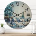 thumbnail image 2 of Designart 'Small Town Covered In Snow In Winter Times' Traditional Wood Wall Clock, 2 of 5