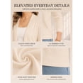 thumbnail image 3 of QUALFORT Women's 3/4 Sleeve Cropped Cardigan Sweater, Open Front Shrug, Beige, Size XXL, 3 of 7