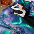 thumbnail image 4 of Manfei Teens Adults Arctic Aurora Bedding Comforter Set 7 Pieces,Nature Scenery Full Bedding Set Lightweight,Abstract Gradient Fitted Sheet Flat Sheet,Luxury Bedroom Decor,Reversible, 4 of 8