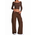 thumbnail image 3 of Women'S Long Sleeve Off the Shoulder Tops Going Out Cute Basic Y2K Fall Fashion 2026 Outfits Clothes Dark Brown M, 3 of 8