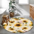 thumbnail image 3 of Round Rugs 4Ft, Summer Sunflowers Round Area Rug Washable Indoor Throw Carpet, Pastoral Rose Floral Farmhouse Vintage Soft Non Slip Circle Rug for Kitchen Nursery Room Home Decor Aesthetic, 3 of 8