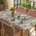 thumbnail image 3 of Dark Sage Green Botanical Table Cloths for 6 Foot Rectangle Tables, Spring Floral Summer Botanical Retro Patio Waterproof Elastic Fitted Tablecloths, Washable Rectangular Table Cover for Camping, 3 of 8