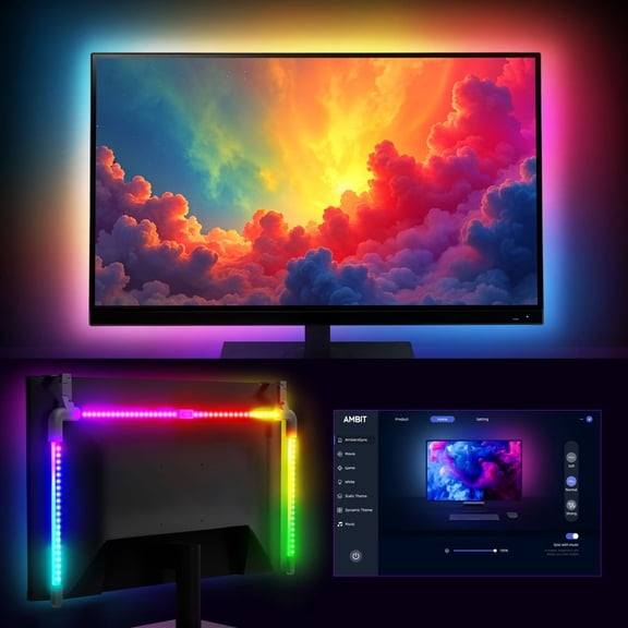 Fosmon 4.9ft LED Monitor Backlight, RGB Gaming Light Bar, USB Powered LED Light Strip, Enhanced Color Matching Immersive Lighting for Games/Movies