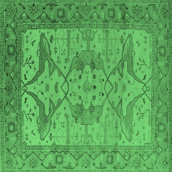 Ahgly Company Indoor Square Oriental Emerald Green Industrial Area Rugs, 3' Square