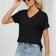 thumbnail image 7 of UAMVSH Tops for Women Short Sleeve V Neck Basic Tees Lightweight Soft Casual Loose Blouses Trendy Summer Beach Tops, 7 of 7