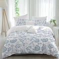 thumbnail image 2 of Light Blue Farmhouse Bedding 3 Piece Duvet Cover Set Queen Size, Retro Botanical Plant Fruit Leaf Soft Microfiber Comforter Cover with Zipper Closure & Pillowcases, FadeResistant Quilt Cover, 2 of 9