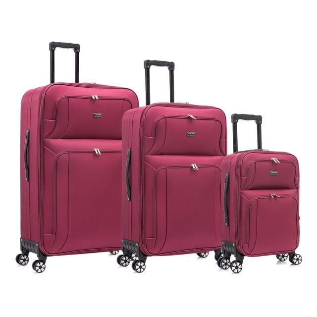 TOSCANO Gestore Ensemble de Valises Souples Légères 3 Pcs (21/28/32 Pouces), 4 Roues Pivotantes, Extensible - Bourgogne
