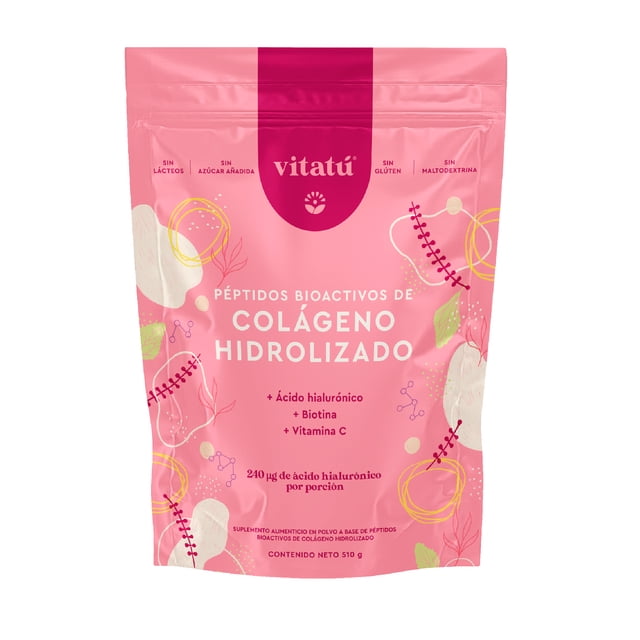 Vitatú | Colágeno hidrolizado con Ácido Hialurónico, Biotina, y Vitamina C, en polvo diseñado para Mujeres (510 g), 34 días de duración, Ingredientes de Origen Natural y antioxidantes.
