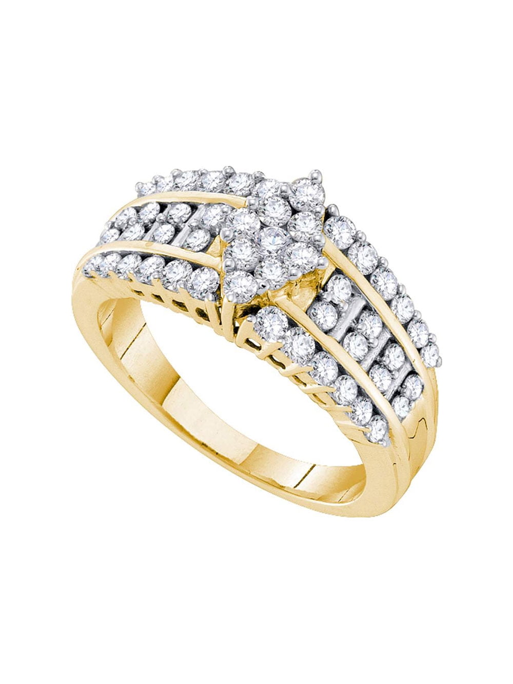 AA Jewels Solid 14k Yellow Gold Round Diamond Marquise