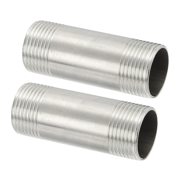 304 Stainless Steel Pipe Fitting, 1" BSP Male x 1" BSP Male Threaded 3" Length Nipple Cast Pipe, 2 Pack
